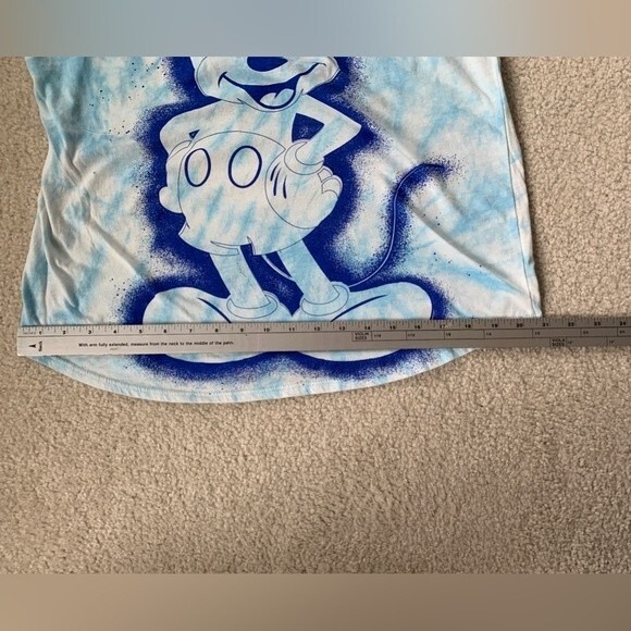 Disney Mickey Mouse Graphic Blue White Tie Dye Airbrushed Sleeveless Tank Top L - Picture 9 of 9
